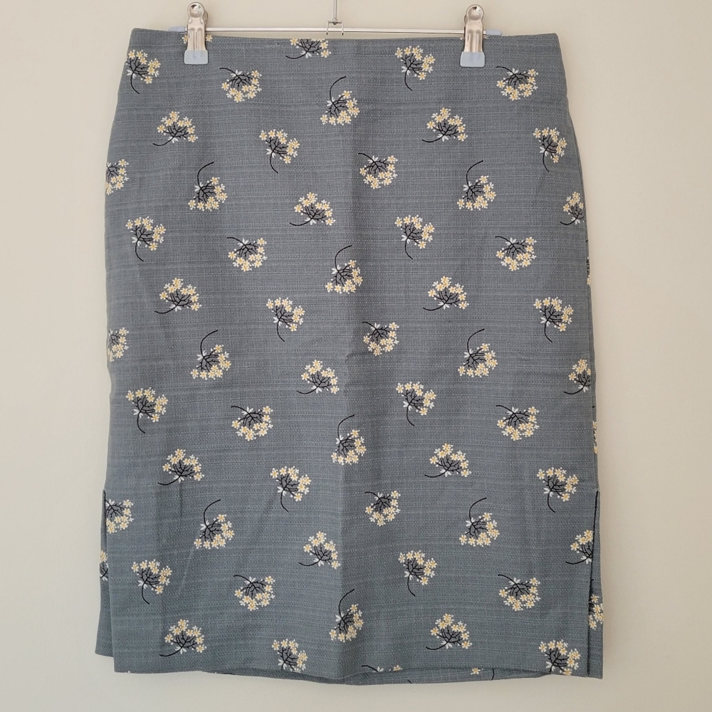 LOFT Floral Side Slits Pencil Skirt Size 6